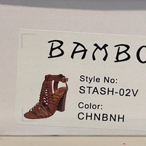 Bamboo Stash-02V Woven Strappy Chunky Heel Sandal